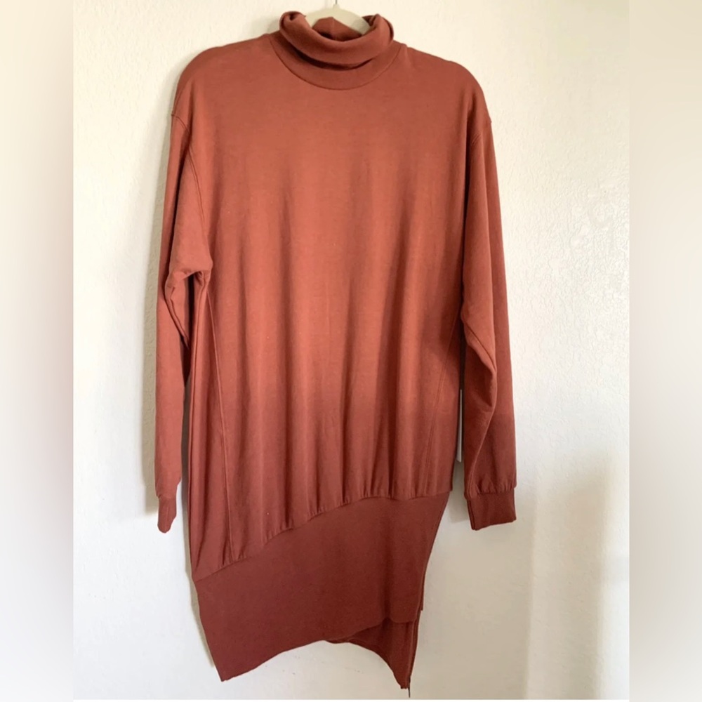 NWT Young Fabulous & Broke Dress Asymmetrical Turtleneck Sweatshirt Orange L